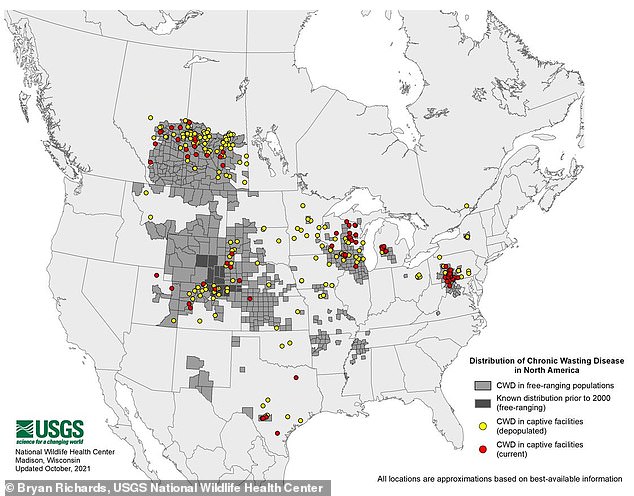 According to the U.S. Geological Survey, CWD has spread to more than 31 U.S. states, two Canadian provinces and South Korea