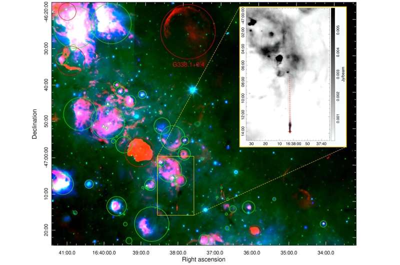 Astronomers detect new pulsar wind nebula and its associated pulsars