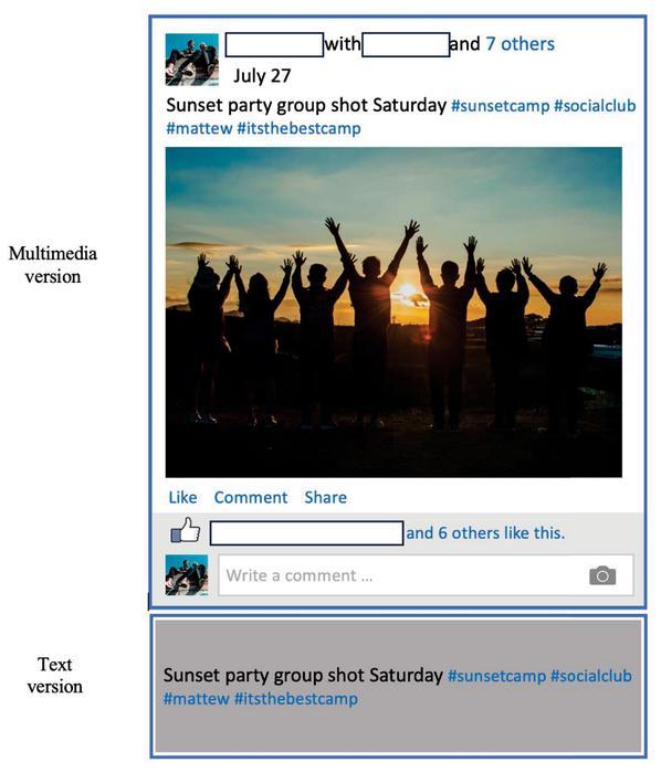 How others view social media posts may differ from how users view themselves