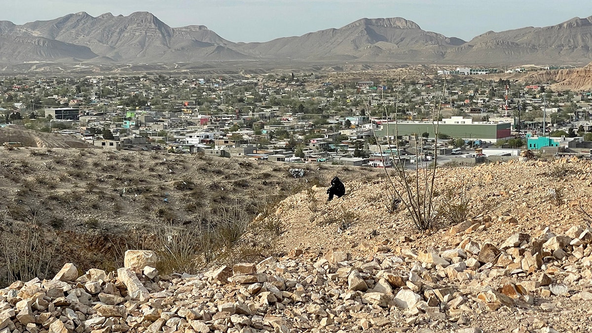 Border area with Mexico with immigration scouts dressed in black in the center