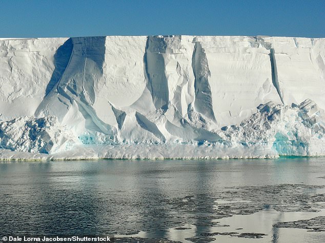 Ice shelves are permanently floating sheets of ice connected to land.Pictured is the Ross Ice Shelf, the largest ice shelf in Antarctica.