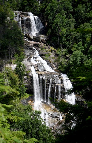 Whitewater Falls in the Nantahala National Forest is seen in this 2018 Citizen Times file photo. A coalition of five conservation groups is suing the U.S. Forest Service, alleging that the Nantahala-Pisgah National Forest's 2023 Management Plan fails to protect areas of biodiversity.