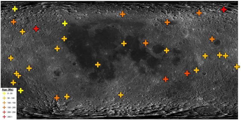 Lunar terrain reveals recent geological activity on the moon