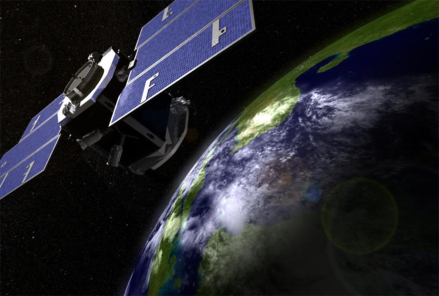Artist concept of NASA CloudSat spacecraft, which will provide the first global survey of cloud properties to better understand their effects on both weather and climate.