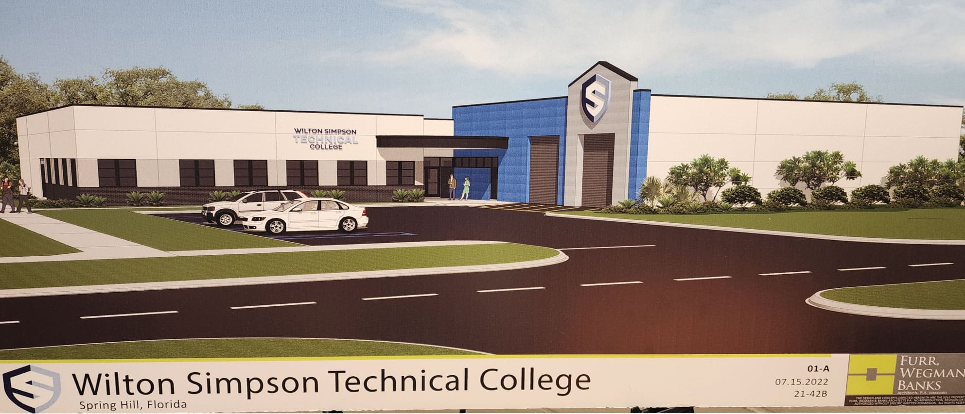 Artist's rendering of the new Wilton Simpson Technical College at Brooksville Airport. [Courtesy of Hernando County School District]