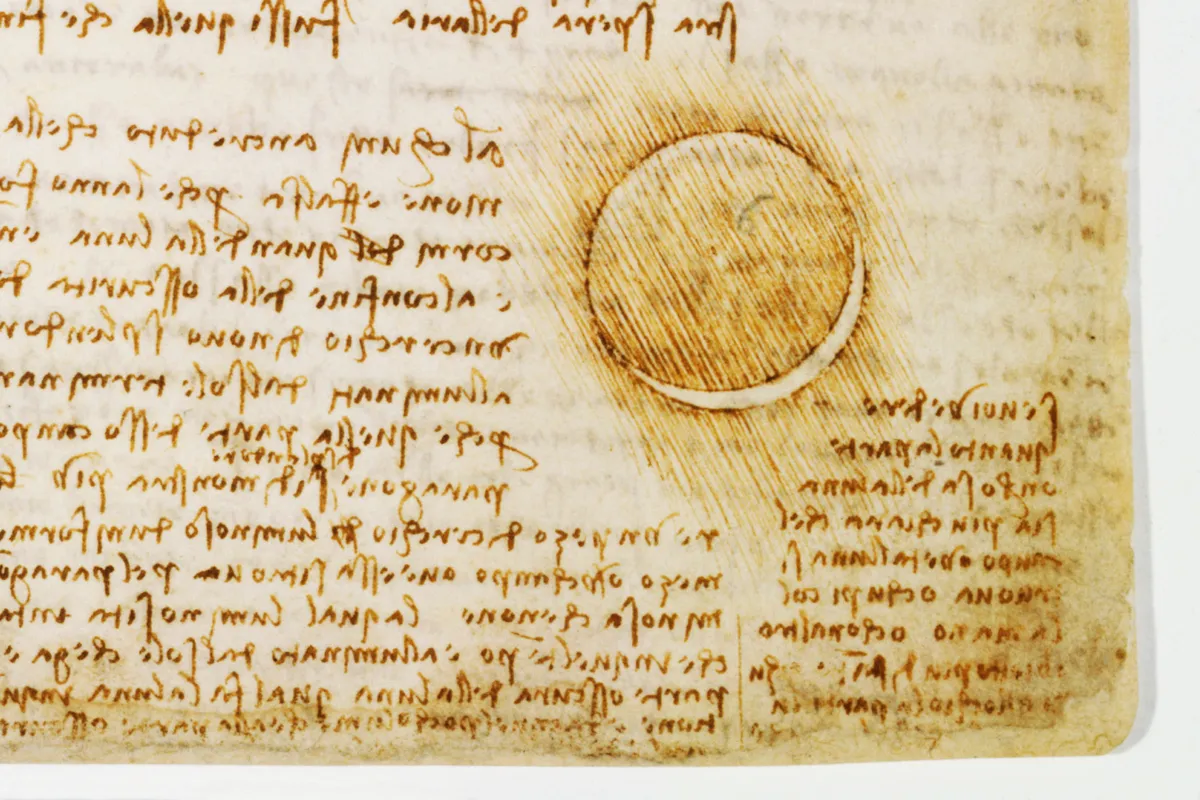 Da Vinci's sketch of the moon on vellum.