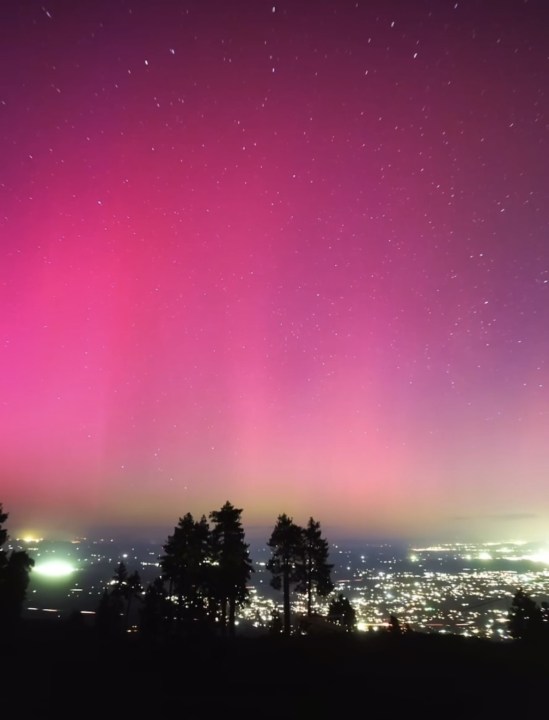 The Northern Lights captured near the mountains of Southern California on May 10, 2024.