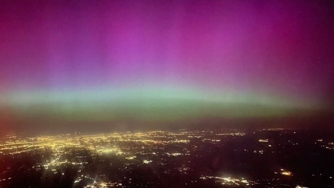 Fox Weather storm tracker Mark Sudduth captured the stunning auroras over South Carolina from a plane.