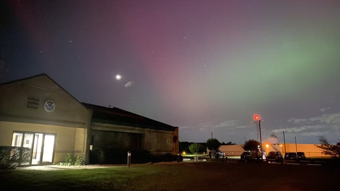 Forecasters at the National Weather Service office in Calera, Alabama, saw the aurora and the space station.