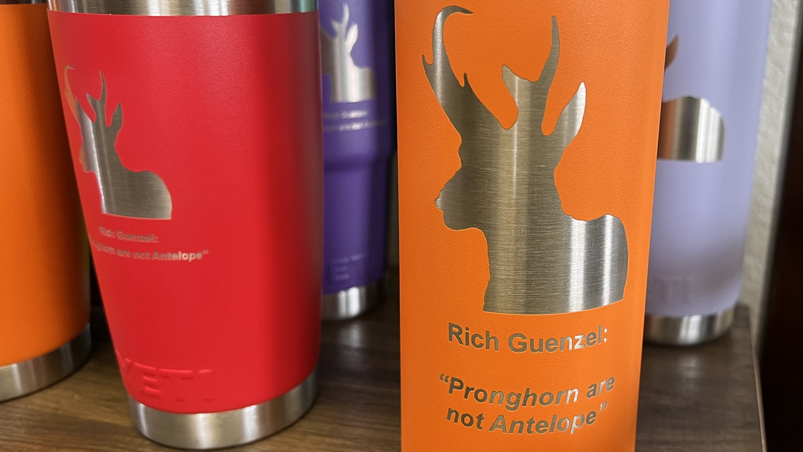 Rich Guenzel, a Laramie wildlife biologist, insisted that pronghorns deserve their proper name and created these cups to help illustrate that point.