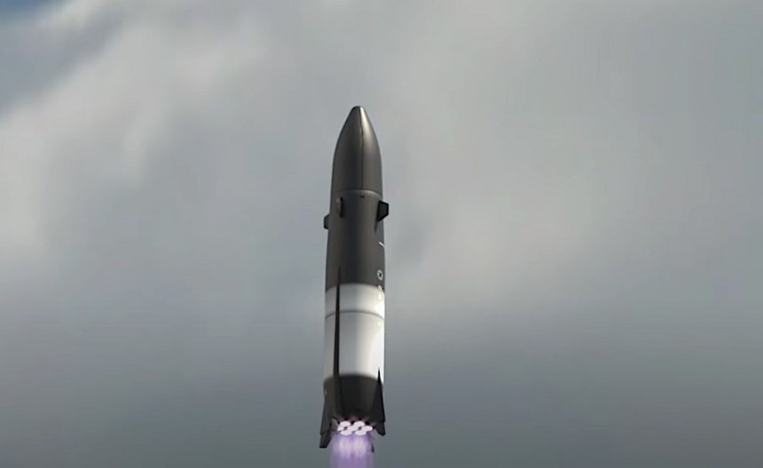 Neutron rocket in space (rendering)